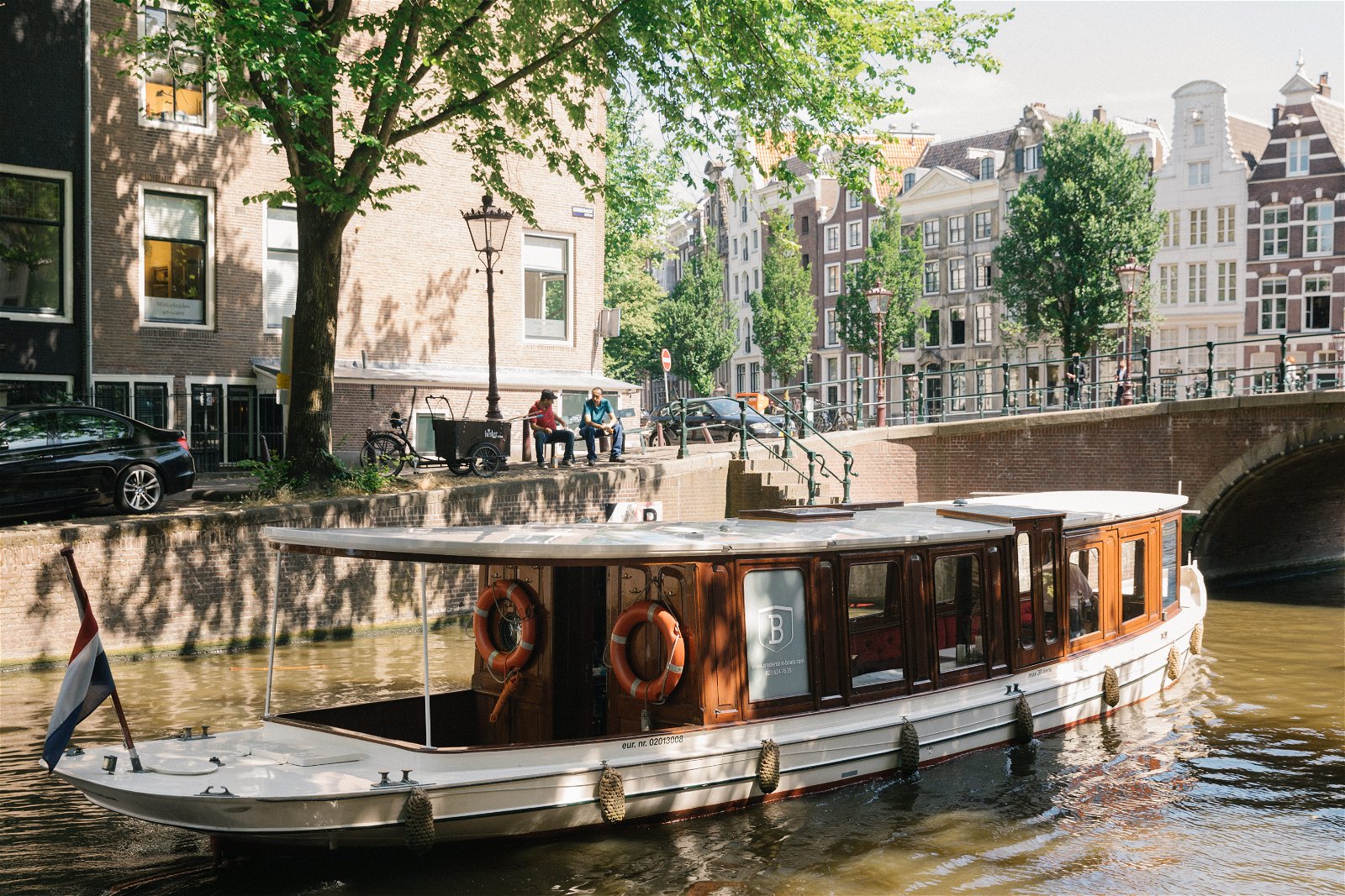classic saloon boat on Amsterdam canals